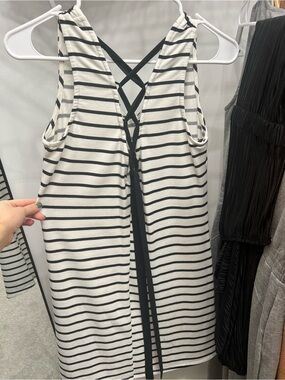 Black and White Striped Dress, Summer Dress, Cotton Tank Dress in Medium